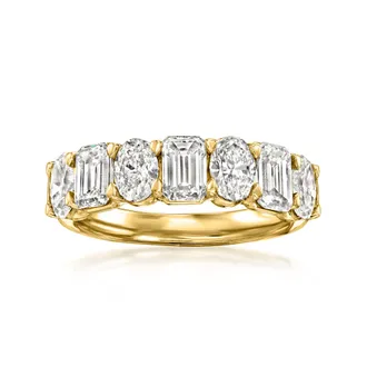Ross-Simons Oval and Emerald-Cut Lab-Grown Diamond Ring in 14kt Yellow Gold