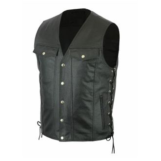 Generic Leather Waistcoat Mens, Faux Leather Vest Men Vintage Suit Vest Lightweight Slim Fit Jacket Casual Single-Breasted Waistcoats Standing Lapel Solid Col