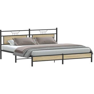 vidaXL Vidaxl - Estructura De Cama Sin Colch&oacute;n Metal Roble Sonoma 193x203 Cm