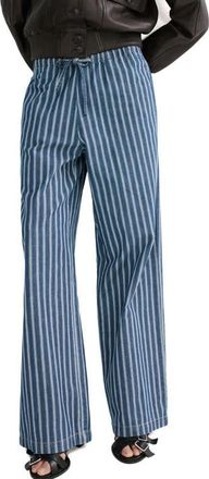 Mango Drawstring Straight Leg Pants in Blue at Nordstrom, Size X-Small