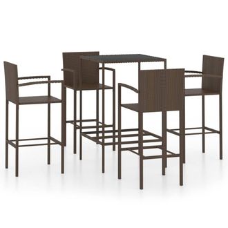 Berkfield Home 5 Piece Garden Bar Set Poly Rattan Brown
