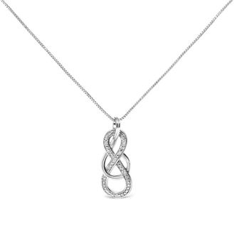 House of Brilliance 925 Sterling Silver Diamond Accent Interlocking Infinity Pendant Necklace