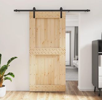 vidaXL Puerta Corredera Con Herrajes Madera Maciza De Pino 95x210 Cm Vidaxl