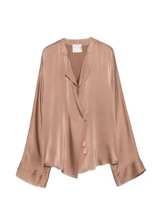 Forte_Forte Forte Forte Womens V-Neck Silk Satin Shirt