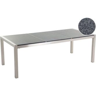 Beliani Beliani - Tavolo da Giardino Granito Grigio Gambe Acciaio Argento 220 x 100 cm Grosseto