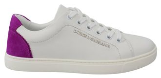 Dolce & Gabbana White Suede Leather Low Top Sneakers Womens Shoes