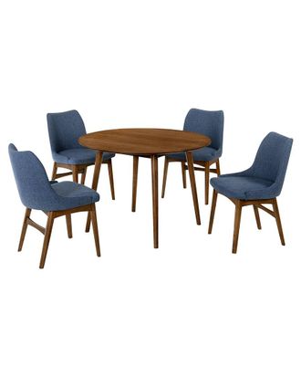 Armen Living Arcadia And Azalea 42In Round Wood 5Pc Dining Set