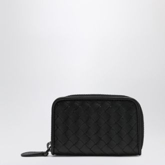 Bottega Veneta Small Black Intrecciato Zip-Around Wallet
