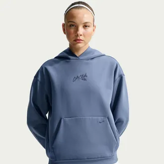 Nike Womens Caitlin Standard Issue Dri-FIT Pullover Basketball Hoodie in Blue | IX3916-491