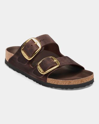 Birkenstock Unisex Sandals in Dark Brown Leather - Size UK 5.5