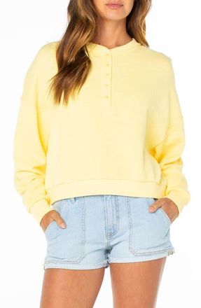 Roxy Overcast Relaxed Fit Crop Cotton Henley in Popcorn at Nordstrom, Size X-Large