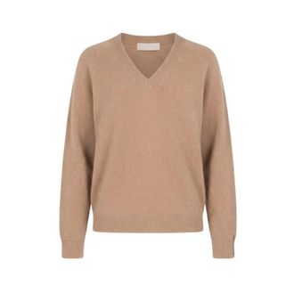 PESERICO Trui met V-hals en raglanmouwen - Dames - Truien - Beige - Maat: 2XL