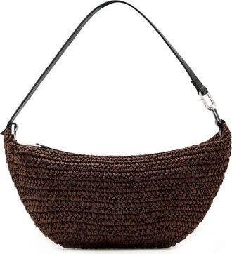 AllSaints Micro Luna Raffia Bag in Cognac Brown at Nordstrom