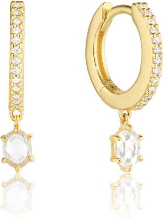 Lily & Roo Gold Diamond Style Hexagon Drop Earrings