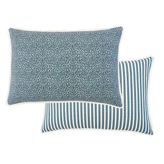 Ballard Designs Caitlin Reversible Stripe & Leopard Oversized Pillow - Indigo - Ballard Designs