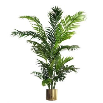 Leaf Artificial Palm Tree Extra Large - HUGE 180cm 6FT Gold Metal Planter in Green
