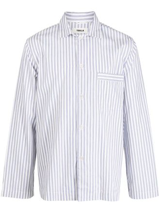 Tekla striped cotton pyjama shirt - White