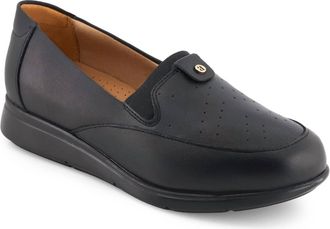 Andrea Womens Ultra Comfort Leather Loafers In Black