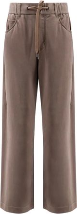 Brunello Cucinelli Broek met elastisch trekkoord - Bruin