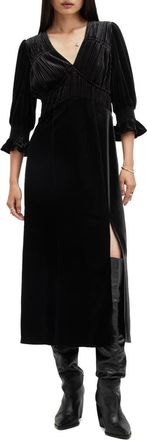 AllSaints Ani Velvet Midi Dress in Black at Nordstrom Rack, Size 10 Us / 14 Uk