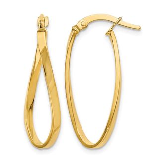 Diamond2Deal 14K Yellow Gold Oval Shape Hoop Earrings