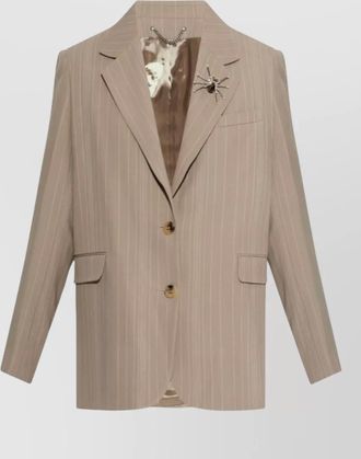 Golden Goose pinstripe blazer jacket notched lapel pockets