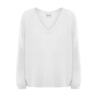 Americandreams Silja V Neck Knit - Dames - V-hals truien - Wit - S - Wol - Truien & Vesten
