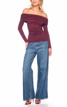 Susana Monaco Off The Shoulder Gathered Top In Malbec