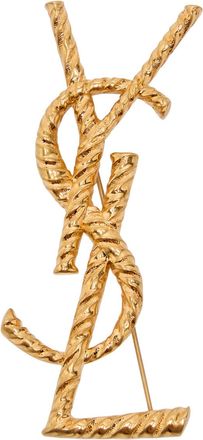 Saint Laurent Twisted Texture Metal Brooch - Gold - One Size