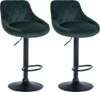 Clp Set De 2 Taburetes Lazio En Terciopelo Verde Oscuro Negro