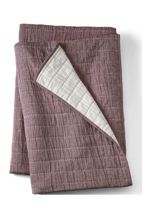 Lands End Essential Cotton Windowpane Reversible Bed Blanket in Royal Burgundy at Nordstrom, Size Full