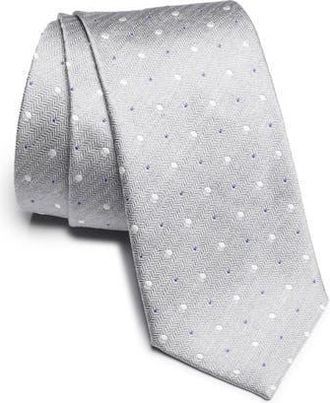 Jack Victor Chesterfield Neat Dot Silk Tie in Grey at Nordstrom Rack