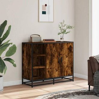 Berkfield Home Sideboard Smoked Oak 92x35x76 cm Engineered Wood in Brown | Size: 92 x 35 x 76 cm