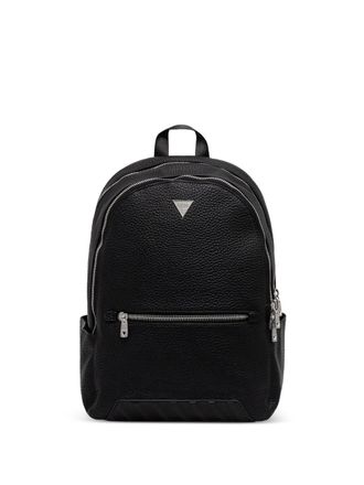 Guess Co logo-plaque zip backpack - men - Polyurethane - One Size - Black