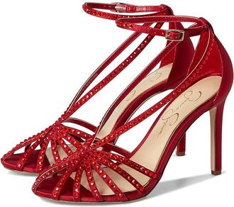 Jessica Simpson Jittale Embellished High Heel Sandals Womens Shoes Chili Pepper : 8.5 M, Synthetic