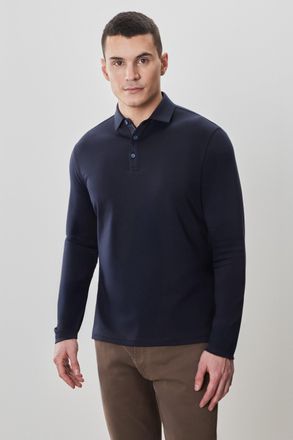 Robert Barakett The Barakett Long Sleeve Herringbone Polo