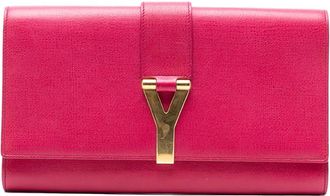 Saint Laurent Clutch Chyc Ligne in pelle di vitello zigrinata 2000-2012 - Rosa