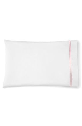 SFERRA Grande Hotel Cotton Pillowcase in White/pink at Nordstrom, Size Standard