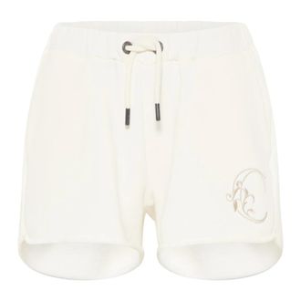 Carlo Colucci Sweat Short met Borduring - Dames - Bermuda - Wit - L - Katoen - Korte Broeken