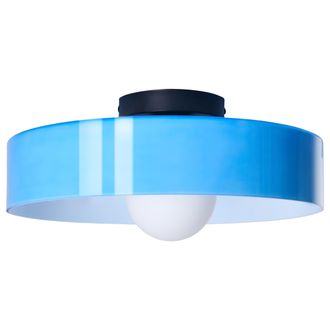 Beliani L&aacute;mpara De Techo De Vidrio Con Montaje Empotrado Y Pantalla Redonda Azul Luguse