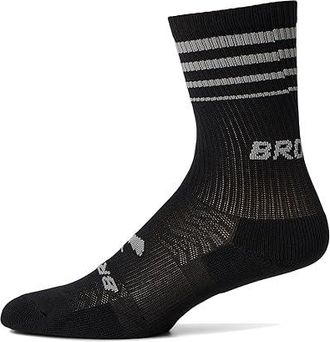 Brooks Run-In Crew 3-Pack Mens Quarter Length Socks Shoes Black : LG (US Mens Shoe 9-11.5 - Womens Shoe 10-12.5), Nylon/Spandex