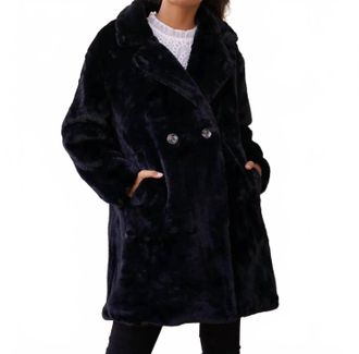 Choklate Paris Womens Synthetic Fur Coat In Black