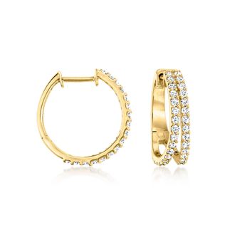 Ross-Simons Lab-Grown Diamond Double-Hoop Earrings in 18kt Gold Over Sterling