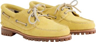 Timberland Womens Boat Shoes Medium Yellow Suede Leather Loafers