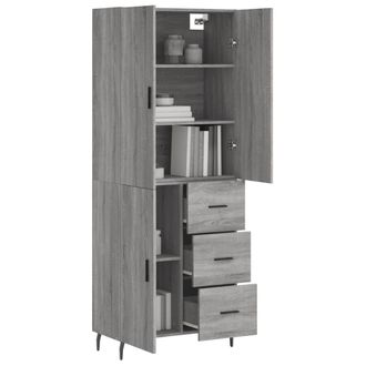 Berkfield Home Highboard Grey Sonoma 69.5x34x180 cm Engineered Wood