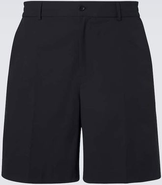 Moncler Leather-trimmed seersucker shorts