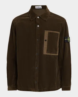Stone Island Men & apos;s Corduroy Layered Pocket Button-Down Shirt