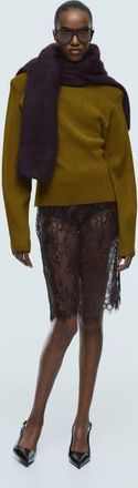 H&M Rib-knit Shoulder-pad Top in Olive Green at Nordstrom, Size X-Small