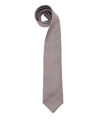 Brunello Cucinelli houndstooth-pattern tie - men - Silk - One Size - Brown