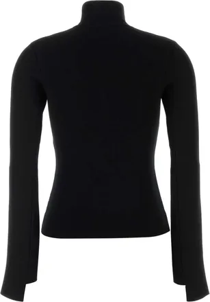 Courr&egrave;ges Womens Black Viscose Blend Sweater Heritagewhite Exterior: Polyester Maglieria